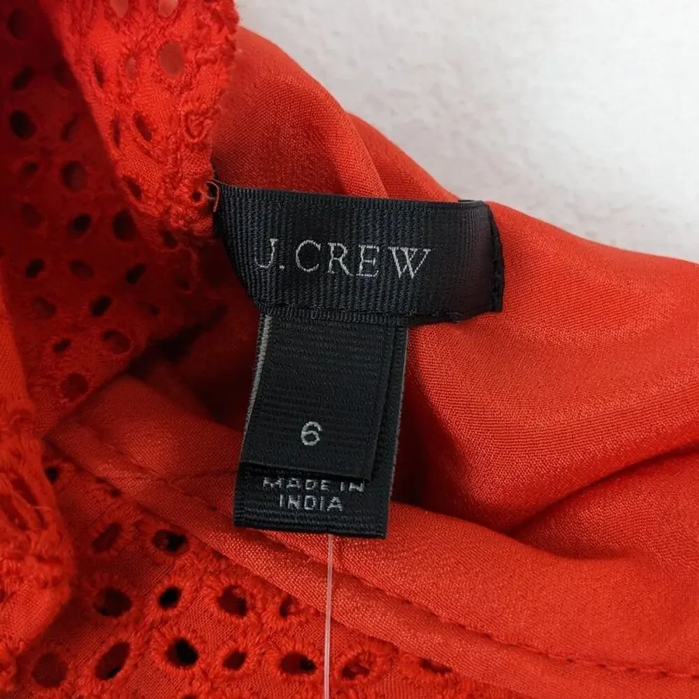 NWT J. Crew Fiery Sunset One Shoulder Eyelet Ruffle Top